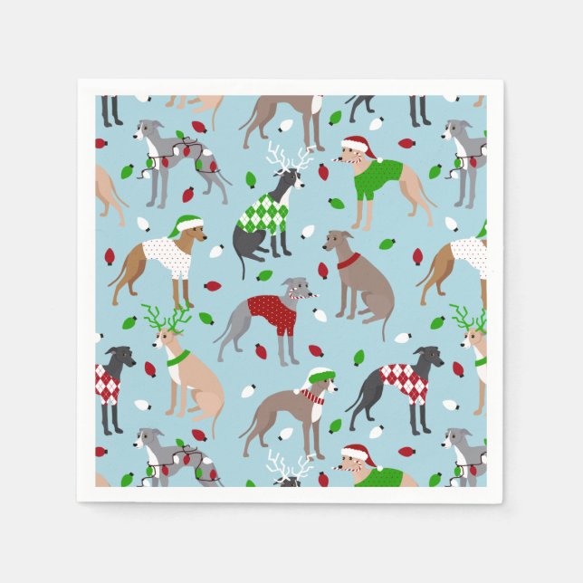 Christmas Italian Greyhound Dog Serviette (Vorderseite)