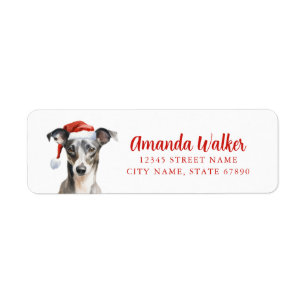 Christmas Italian Greyhound Rücksendeadressen-Aufk