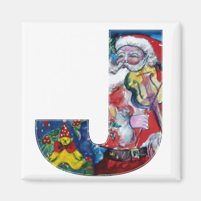 CHRISTMAS J SCHREIBEN / SANTA MIT VIOLIN MONOGRAMM MAGNET (Vorne)