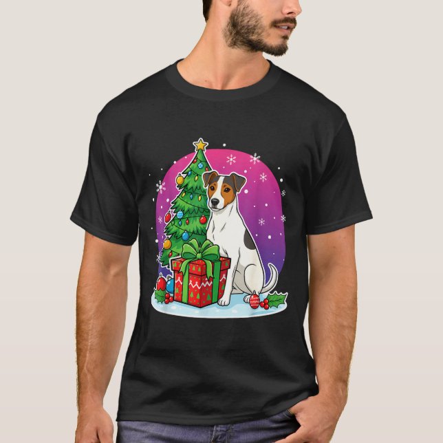 Christmas Jack Russell Santa Hat Xmas Jack Russell T-Shirt (Vorderseite)