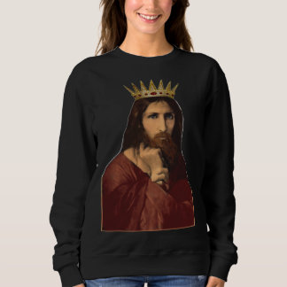 Christmas Jesus Christ Crowned King Portrait Women Sweatshirt