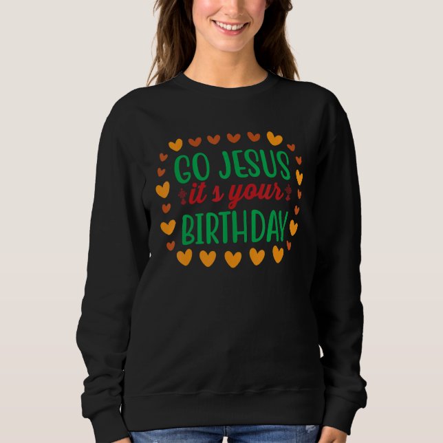 Christmas Jesus Cookies Mistletoe Snowman Present Sweatshirt (Vorderseite)