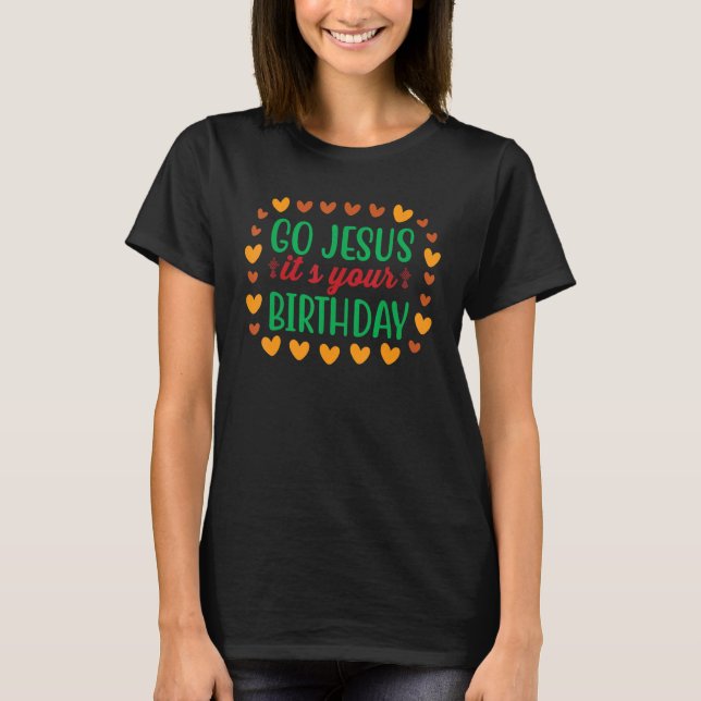 Christmas Jesus Cookies Mistletoe Snowman Present T-Shirt (Vorderseite)