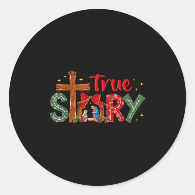 Christmas Jesus Cross Religious Christian Xmas Tru Runder Aufkleber (Vorderseite)