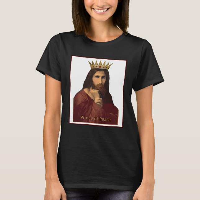 Christmas Jesus Portrait Crowned Prince of Peace C T-Shirt (Vorderseite)