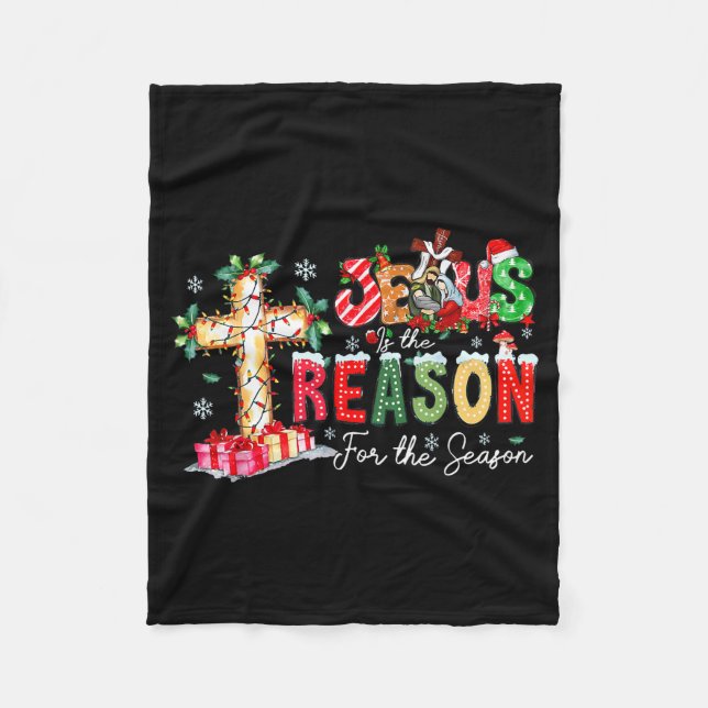Christmas Jesus Reason Season Xmas Christian Men W Fleecedecke (Vorderseite)