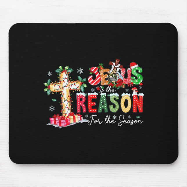Christmas Jesus Reason Season Xmas Christian Men W Mousepad (Vorne)