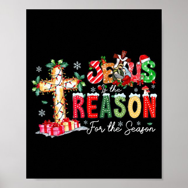 Christmas Jesus Reason Season Xmas Christian Men W Poster (Vorne)