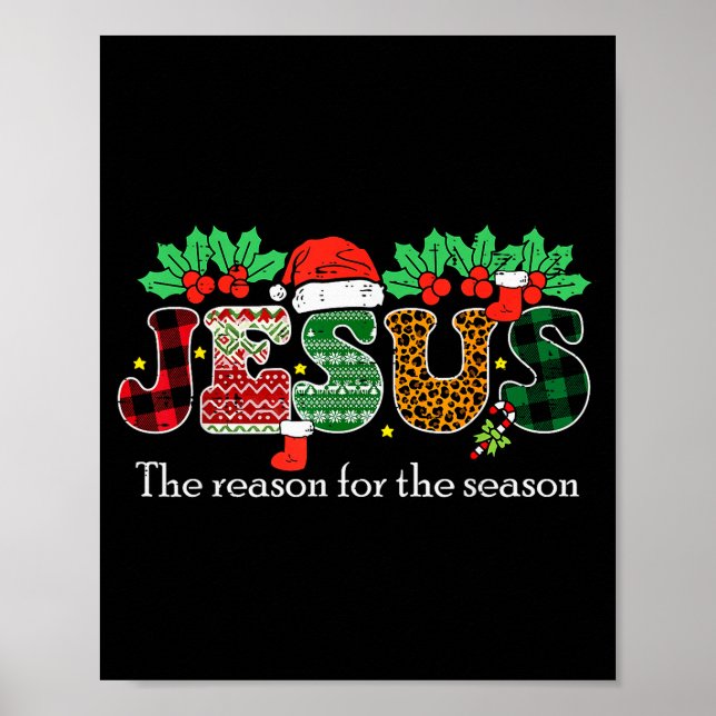 Christmas Jesus Reason Season Xmas Christian Men W Poster (Vorne)