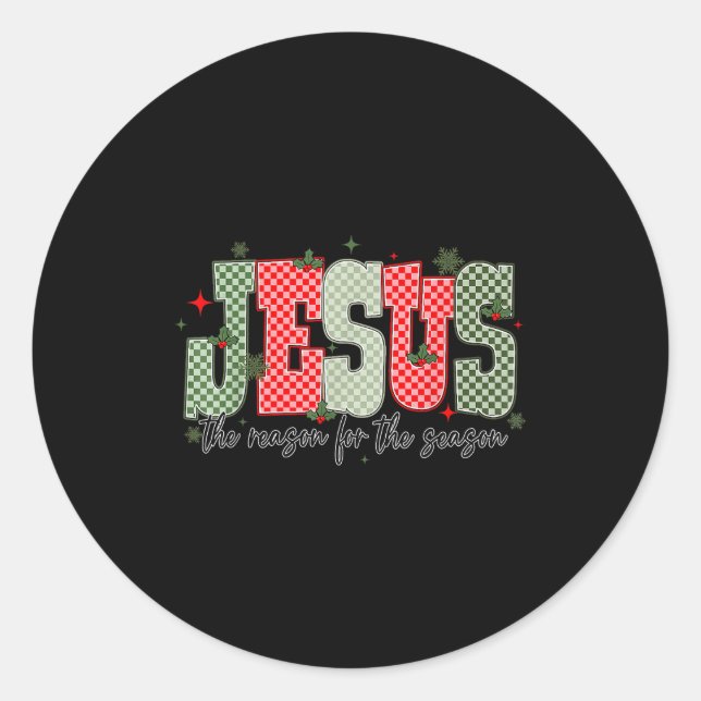 Christmas Jesus Reason Season Xmas Christian Men W Runder Aufkleber (Vorderseite)