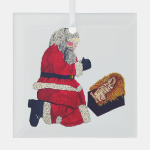 CHRISTMAS JESUS UND SANTA ORNAMENT AUS GLAS
