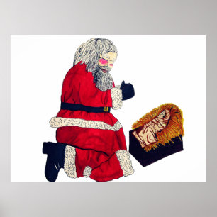 CHRISTMAS JESUS UND SANTA POSTER