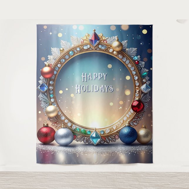 Christmas Jewel Frame Holiday Backdrop Wandteppich (Vorderseite)