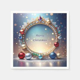 Christmas Jewel Frame Holiday Napkin Serviette