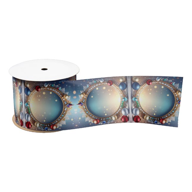 Christmas Jewel Frame Satin Ribbon Satinband (Spule)