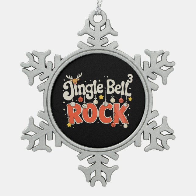 Christmas Jingle Bells 3 Math Rock Xmas Holiday Schneeflocken Zinn-Ornament (Vorderseite)