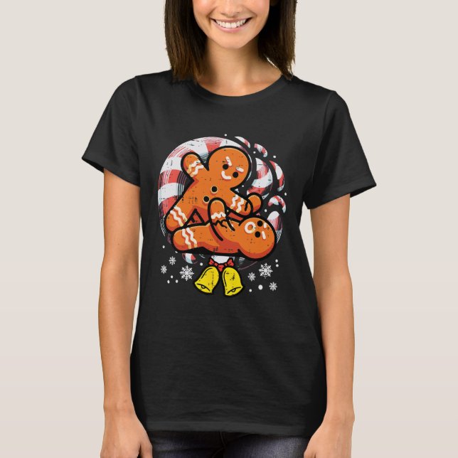 Christmas Jiu Jitsu Gingerbread Xmas Bjj Wrestling T-Shirt (Vorderseite)