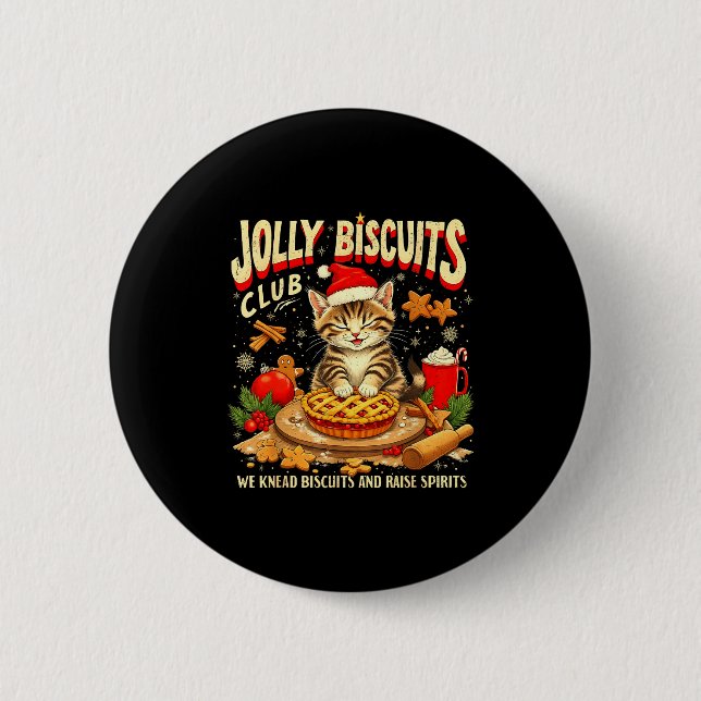 Christmas Jolly Biscuits Club Cute Cat Lovers Baki Button (Vorderseite)
