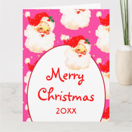 Christmas Jolly Santa Claus Foto Pink Gruß Karte