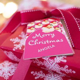 Christmas Jolly Santa Claus Pink Merry Gruß Geschenkanhänger