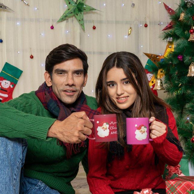 Christmas Jolly Santa Claus Pink Merry Gruß Kaffeetasse (Von Creator hochgeladen)