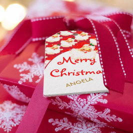 Christmas Jolly Santa Claus Red Merry Gruß Geschenkanhänger