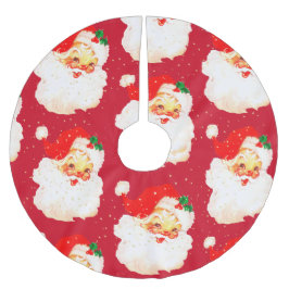 Christmas Jolly Santa Claus Retro Red Polyester Weihnachtsbaumdecke