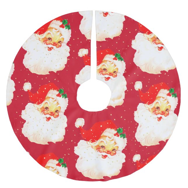 Christmas Jolly Santa Claus Retro Red Polyester Weihnachtsbaumdecke (Vorderseite)