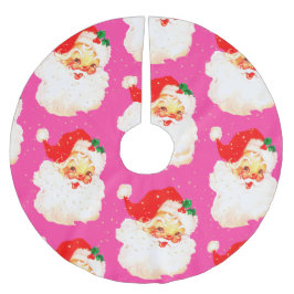 Christmas Jolly Santa Claus Vintag Pink Polyester Weihnachtsbaumdecke
