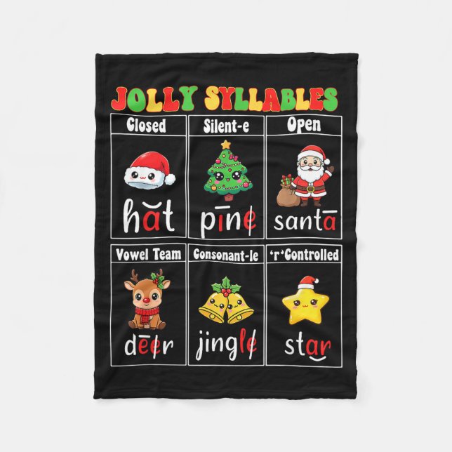 Christmas Jolly Syllables Teacher Students Funny S Fleecedecke (Vorderseite)