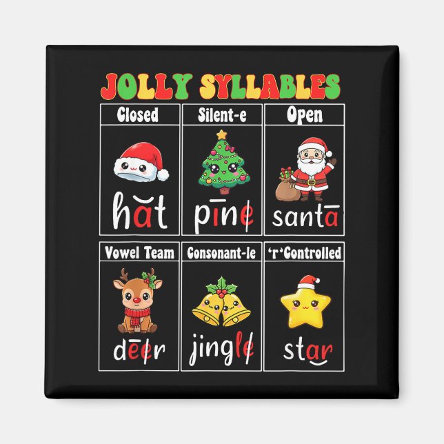 Christmas Jolly Syllables Teacher Students Funny S Magnet (Vorne)