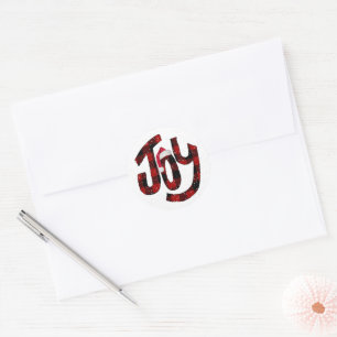 Christmas Joy Buffalo Kariert Runder Aufkleber