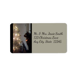 Christmas Joy Calico Cat Address Labels Adressaufkleber