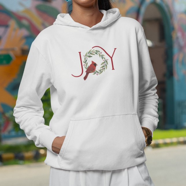 Christmas JOY Cardinal in Wreath  Hoodie (Von Creator hochgeladen)