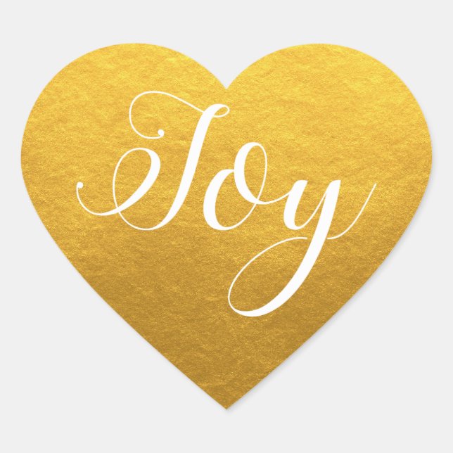 Christmas Joy Classic Gold Herz-Aufkleber (Vorderseite)