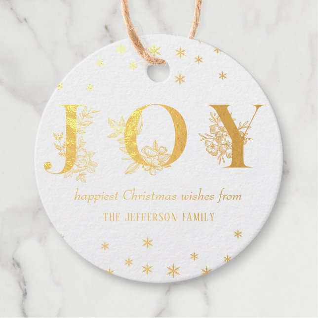 Christmas Joy Deer Floral Antler Wasserfarbe Geschenkanhänger (Vorderseite)