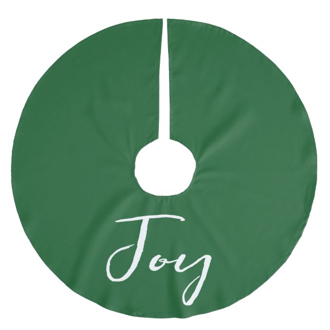 Christmas Joy Emerald Green Script Typografie Polyester Weihnachtsbaumdecke (Vorderseite)