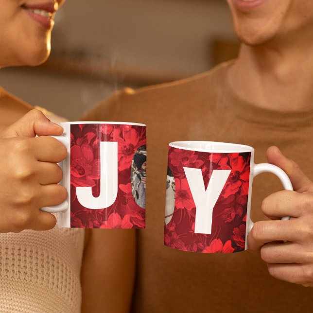 Christmas Joy Foto Beautiful Red Floral Kaffeetasse (Von Creator hochgeladen)