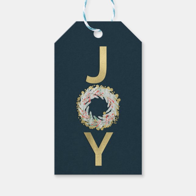 CHRISTMAS JOY Gold Foil Modern Holiday Favor Card Geschenkanhänger (Vorderseite)