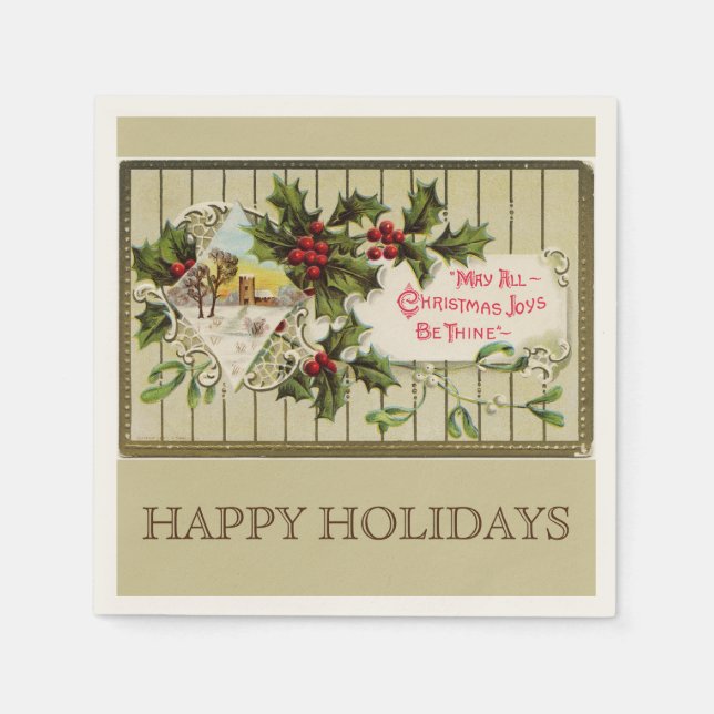 Christmas Joy Happy Holidays Serviette (Vorderseite)