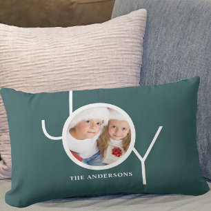 Christmas Joy Holiday Green Foto Lendenkissen