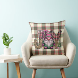 Christmas Joy Nordic Gnome Kariert Girly Kissen