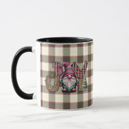 Christmas Joy Nordic Gnome Kariert Girly Tasse