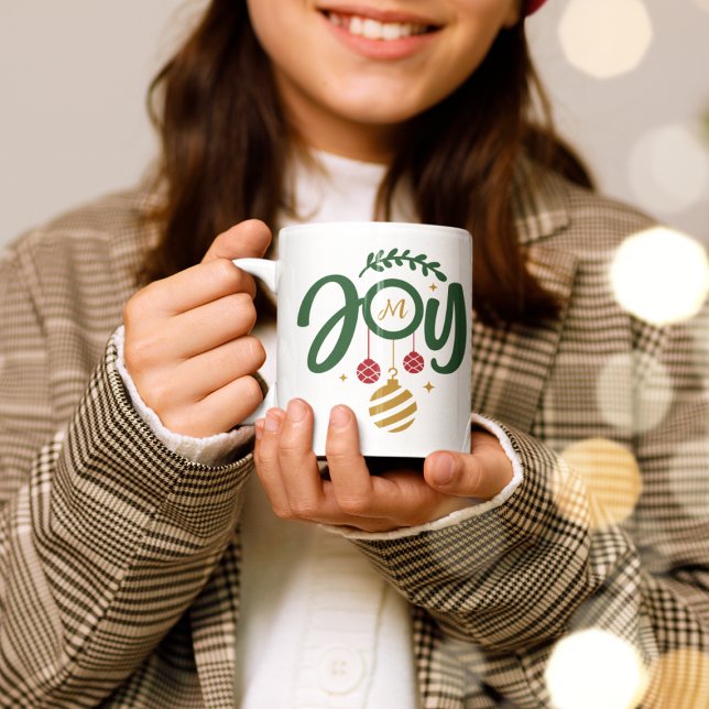 Christmas Joy Ornament Monogram Kaffeetasse (Von Creator hochgeladen)