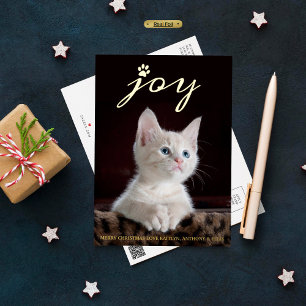 Christmas Joy   Pet Photo Real Folien Feiertagspostkarte