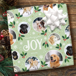 Christmas Joy Snowflake Niedliche Foto Collage Gre Geschenkpapier