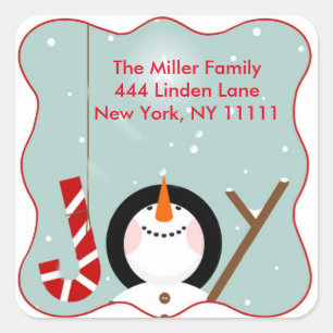 Christmas Joy Snowman Address Labels Stickers