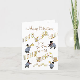 Christmas Joy To World Music Notes Instrument Band Feiertagskarte