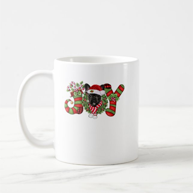 Christmas Joy Zwarf Strumpf Black French Bulldog Kaffeetasse (Links)
