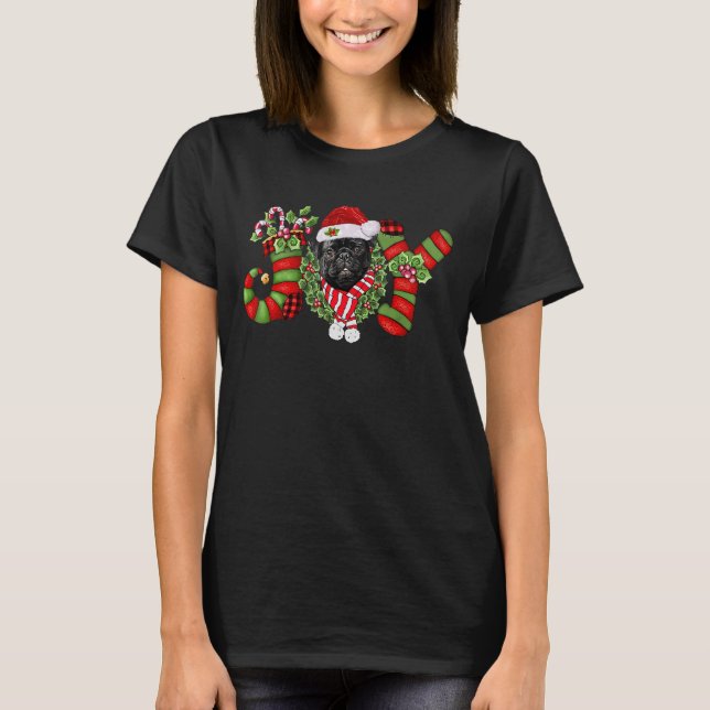 Christmas Joy Zwarf Strumpf Black Mops T-Shirt (Vorderseite)